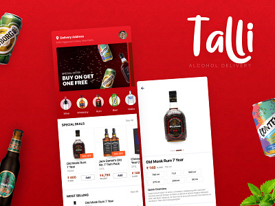 Talli | Alcohol Delivery App app app design branding concept app design ui