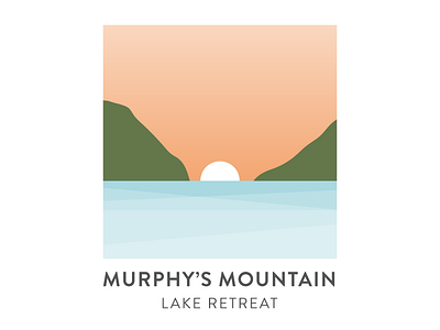 Murphy's Mountain flat illustration lake logo mountains pastel sunset