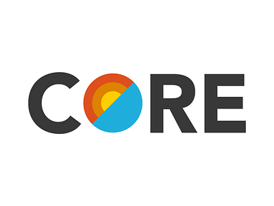 Core Logo blue flat gray logo orange type wordmark yellow