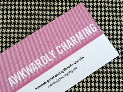 Awkwardly Charming Business Card business card etsy pink print trade gothic condensed 20