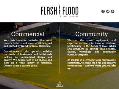 Flash Flood Print Studios large image responsive web typography