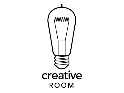 Creative Room Logo avenir lightbulb line drawing monochrome