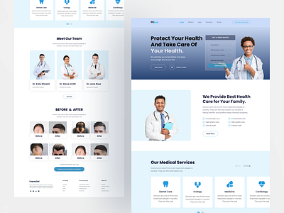 Medical Landing Page Design clean design doctor graphic design health health card health care homepage hospital landing page landingpage medical minimal typography ui ui design uiux ux webdesign