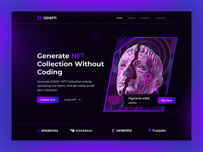 NFTs Landing Page blockchain uidesign