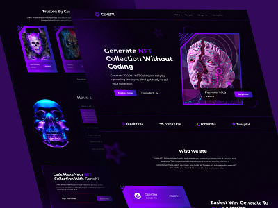 NFTs Landing Page Design blockchain branding clean crypto cryptocurrency design header header exploration homepage landing page marketplace metaverse nft trend ui ui design ui ux web design