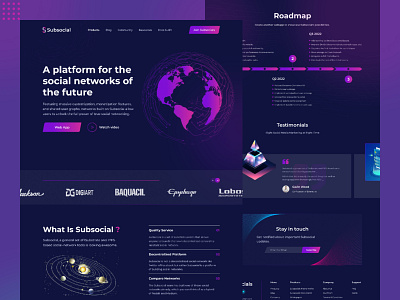 Subsocial Networks Redesign Landing Page bitcoin bitcoin landing page blockchain blockchain landing page crypto crypto art crypto landing page cryptocurrency dark theme decentralized defi defi landing page ethereum metaverse metaverse landing page motion graphics nft nft landing page nft marketplace social media