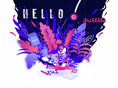 hello dribbble hello visux design hello dribble illustration illustrator vector visux