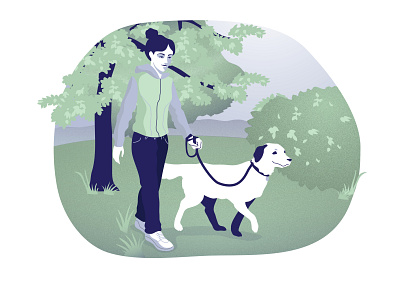 Walking the dog angelika mata design dog illustration park visux walk walking yoush