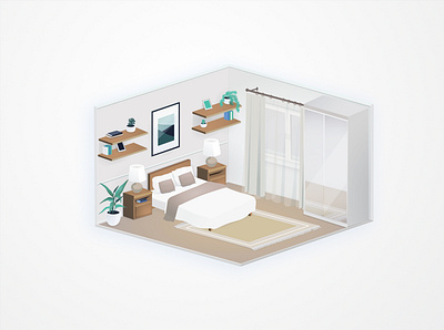 Bedroom view angelika mata at home bedroom design illustration interior isometric isometry vector view visux