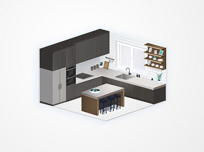 Kitchen angelika mata at home design illustration interior isometric illustration isometry kitchen vector visux