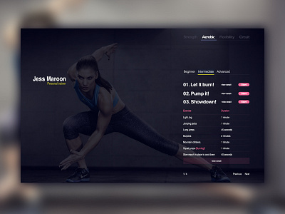 Day 025 - Workout UI aerobic curcuit design flexibility intermidiate strenght training ui ux workout