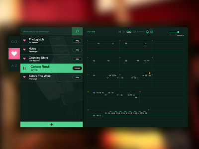 Day 033 - Guitar Tabs Player application design guitar music player tabs ui user interface