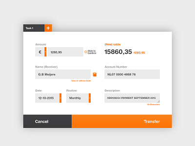 Day 035 - Money Transfer design ing money orange transfer ui ux valuta