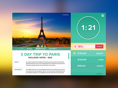 Day 037 - Auction UI auction clean countdown design france metropolis paris ui userinterface vacation webdesign