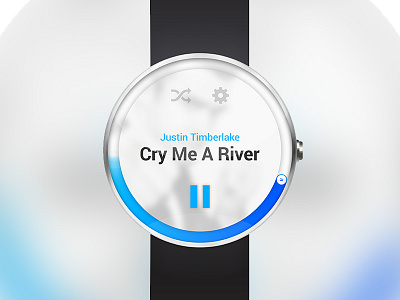 Music player UI (smart watch) 360 artist blue digital interface motorola music player smart ui ux watch