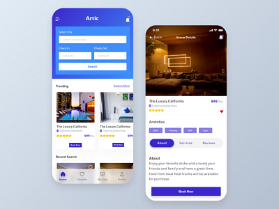 Hotel Booking App UI Concept animation ecommerce farmhouse mobile app mobile app ui morphism nft traveling trending turist ui ux