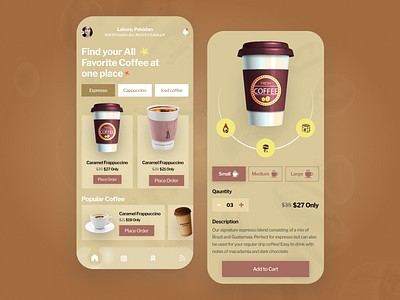 Coffee Shop App UI animation branding ecommerce mobile app nft prototype ui ux