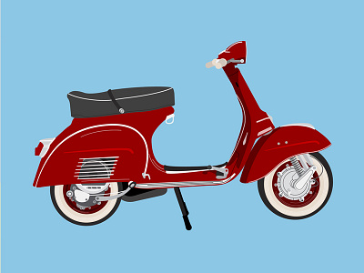 Vespa flat illustration italian italy motorcycle scooter vector vespa