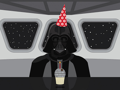 Vader Cake cupcake darth vader flat happy birthday illustration party sith star wars