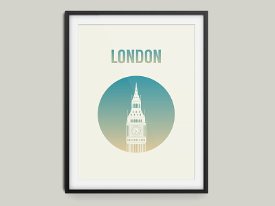 London big ben flat frame gradient london minimal poster vector