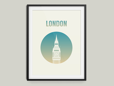 London big ben flat frame gradient london minimal poster vector
