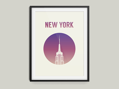 Ny empire state big apple gradient flat new york poster ny nyc vector