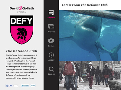 The Defiance Club creative direction ui ux visual design web design