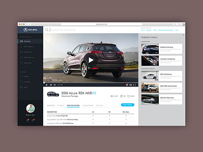 Acura / Youtube Concept art direction creative direction ui ux visual design web design