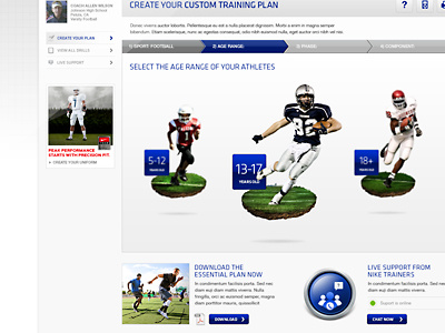 Nike Performance Center - Age Selector art direction branding interactive nike ui user interface web design