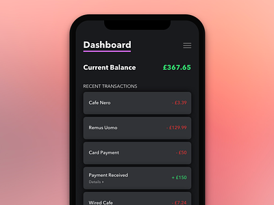 Money Tracker app bank ui