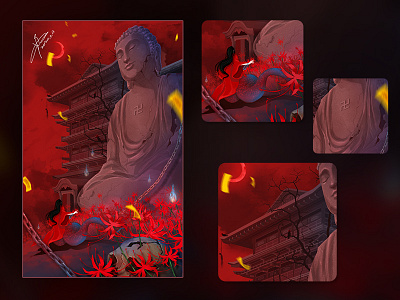 HELL cartoon china chinese design dribbble illustration painting red ui