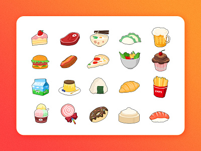 SOME FOOD ICONS cartoon design dribbble icons icons pack icons set illustration painting ui uidesign user interface design userinterface