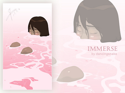 immerse cartoon design dribbble girl illustration painting