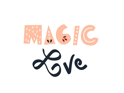 Like magic baby text cartoon font doodle font doodle letters handwritten kids font kids text lettering letters love magic nordic font nursery vector