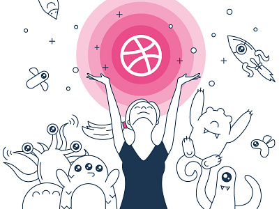 Dribbble Wish Come True come dribbble girl happy hello invited joy monsters thanks true wish