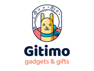 Gitimo astronaut character coral cosmonaut cute fun gadgets galaxy gift llama stars thin line