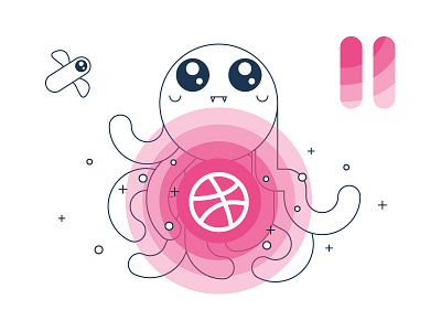 Wanna play with us? ball dribbble invitation invite minimal minimalistic monster play simple tickets two