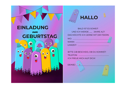 Einladung zum Geburtstag design illustration photoshop typography vector