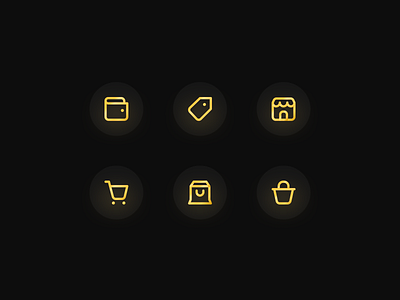 Gold Shopping Icons basket black flat gold icon icons illustration money pack sale shop shopping style vector wallet