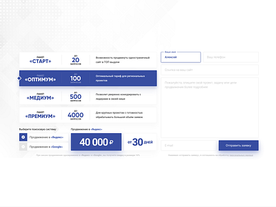 Application form application ui art blue buttons form form design info card inputs light blue order selected seo seo company text area ui ux ui design web design