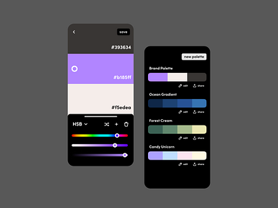 Simple Palette Generator - Weekly Warm-up app color design mobile app palette ui ux weekly warm up