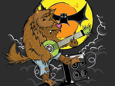 lone wolf serenade halloween illustration lobo luquin orange san diego sd tijuana vector wolf