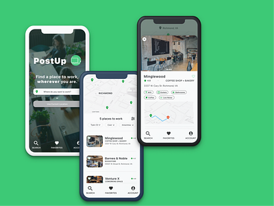 PostUp - iOS App - A Remote Workspace Locator for Freelancers design design sprint ios mobile ui ux