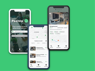 PostUp - iOS App - A Remote Workspace Locator for Freelancers