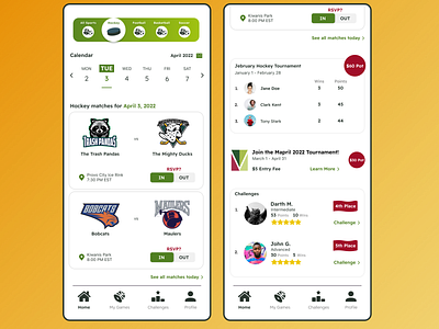 Mobile Sports App - Homepage UI Design calendar date picker design ios mobile schedule sports ui ux visual design