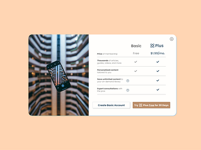 Subscription Plan Comparison UI Design chart design modal paid account plan plan comparison subscribe subscription ui upgrade ux