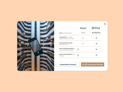 Subscription Plan Comparison UI Design chart design modal paid account plan plan comparison subscribe subscription ui upgrade ux