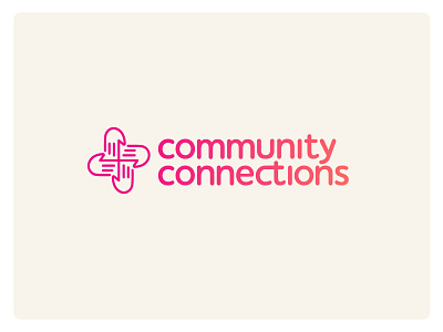 Community Connections community connection gradient hands logo minimal orange pink