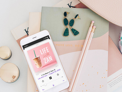 Life with Zan Podcast Art cofee feminine iced illustration lifestyle pink podcast script type