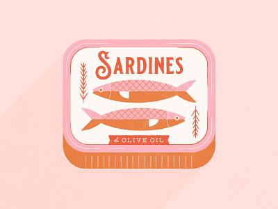 Vectober 1 // Fish feminine fish illustration inktober mid century pink sardine texture tuna vectober vintage